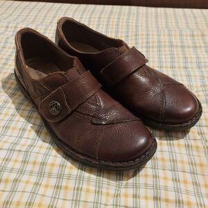 MICHEL M Evelyn II Brown Leather Slip On Loafer Shoes Women 9.5M Earthy Boho